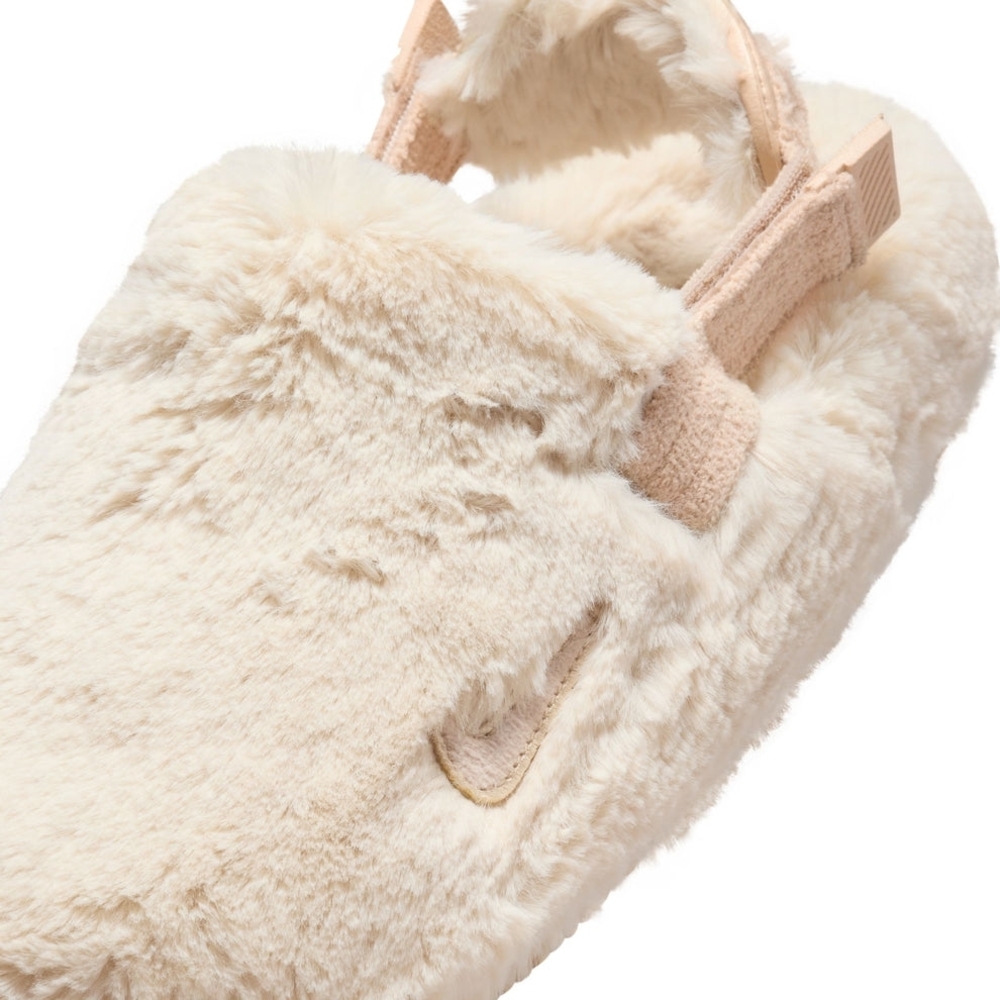 Nike Calm SE Women's Mules Cozy Playful Cream Fuzzy Mule Slippers Size 7 - Picture 3 of 9
